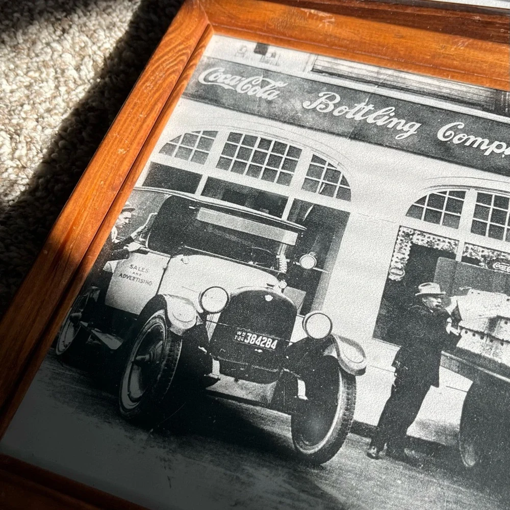 Coca Cola Vintage Car Photo Frames with Brown Wooden Border